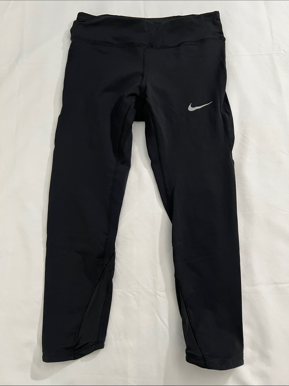 Nike Dri-FIT Running Crop Leggings Women’s Medium Black Zip Pocket